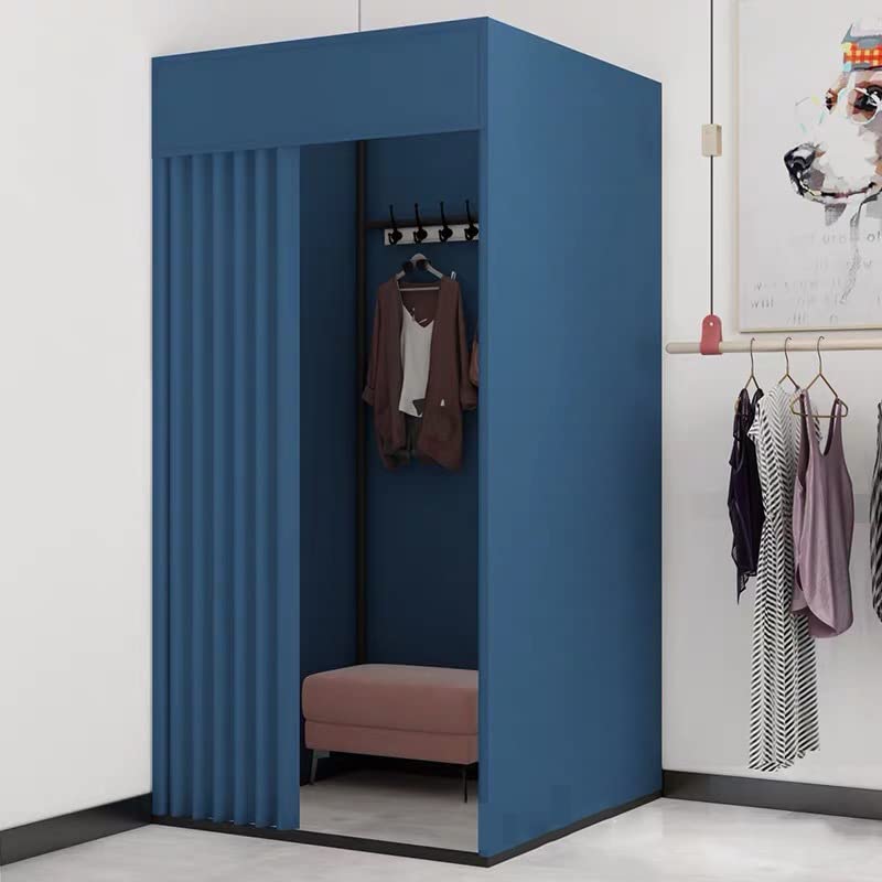 Cabine d'essayage mobile 100x100x200 cm bleue pour magasin