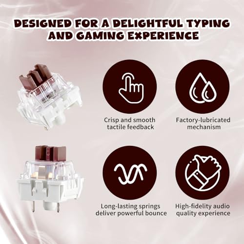 Image of Mechanical Keyboard Switches, 50 Pcs 3 PIN Brown Keyboard Clickers Replacement Dustproof Clicky Switches for Most Mechanical Gaming Keyboards