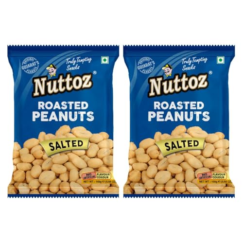 Image of Nuttoz Roasted Peanut Salted - Pack of 2 (160gm each) | Jumbo Roasted Moongfali | Non Fried Ready to Eat Healthy Snack | Crunchy Snack and Namkeen