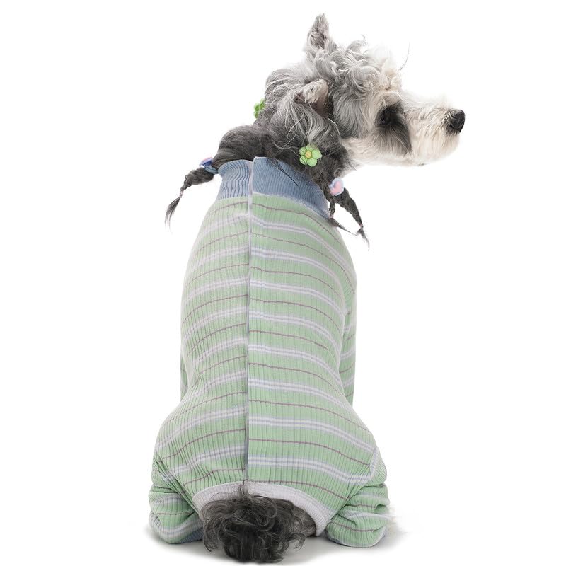 Image of Dog Surgery Recovery Suit for Small Dogs, 4-Legged Dog Onesie After Surgery with Back Snaps, Breathable Cotton Spay and Neuter Bodysuit for Female and Male Dogs