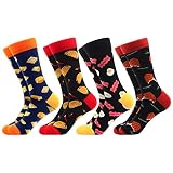 WeciBor Herren Bunt Beiläufig Gemusterte Socken Gekämmte Baumwolle Lustig Neuheit Crew Socken