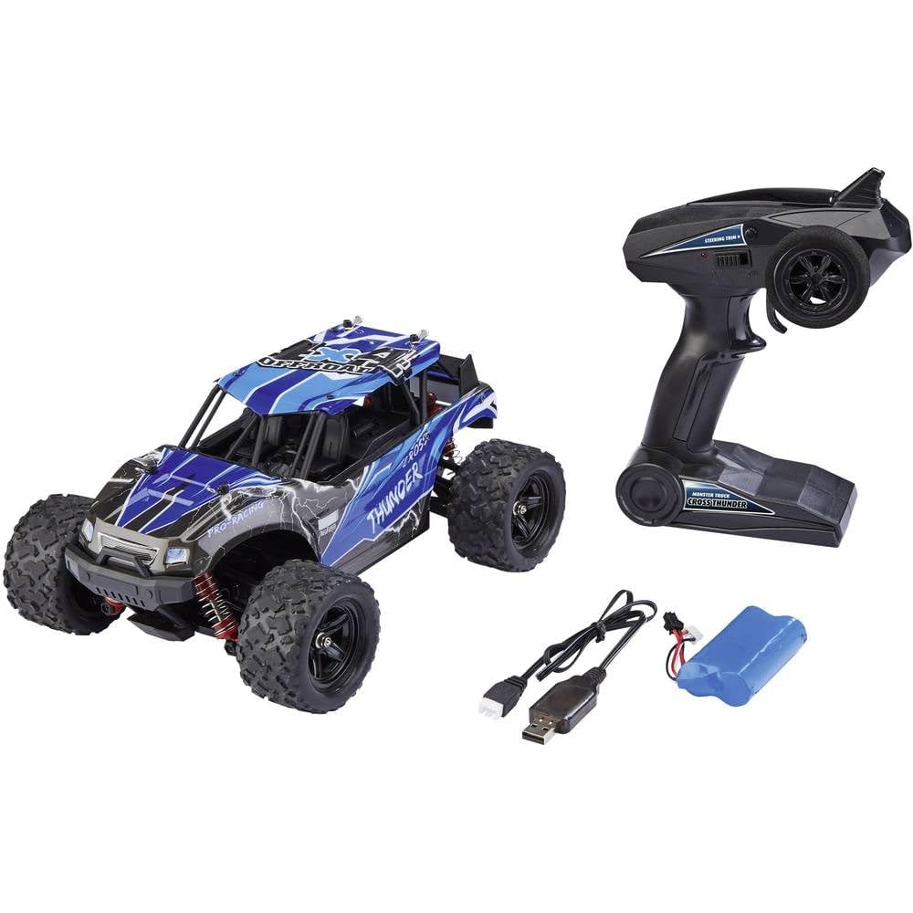 Revell Control X-TREME Monster Truck "Cross Thunder" I RC-Truggy im Maßstab 1:18 I Allradantrieb und Bulldog-Reifen I Bis zu 50 km/h schnell I Mit -Li-Ionen-Akku I 20 Minuten Fahrzeit, Blau