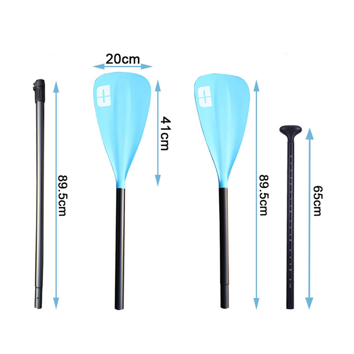 DURAERO Sup Paddel 4-teiliges Paddel Längenverstellbar für Stand Up Paddling Board und Kayak, Blau, 165 cm - 240 cm