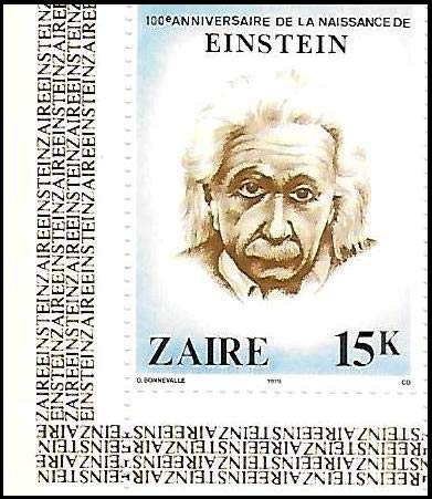 RARA Stamp 100 Anniversary of Albert Einstein German Born Physicist and Founder of The Theory of Relativity from Republic of Zaire Central Africa 1979