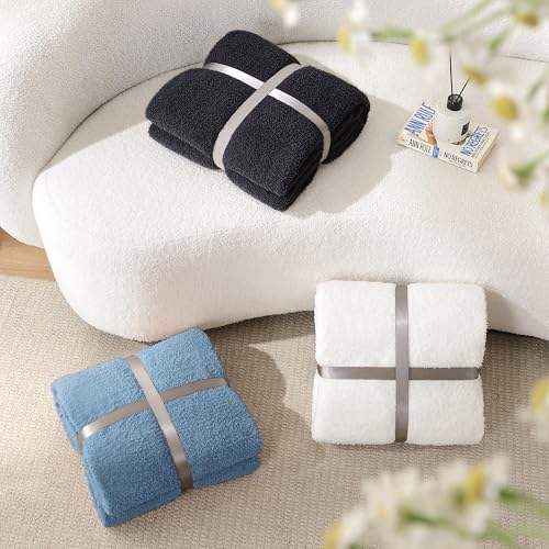 JOOJA Dusty Blue Throw Blanket, Soft Fluffy Fuzzy Knit Blanket for Couch Bed Sofa, Cozy Plush Warm Blanket for Bedroom Living Room, Spring Home Decor, 50x60 Inches by JOOJA - Used condition - Image 6