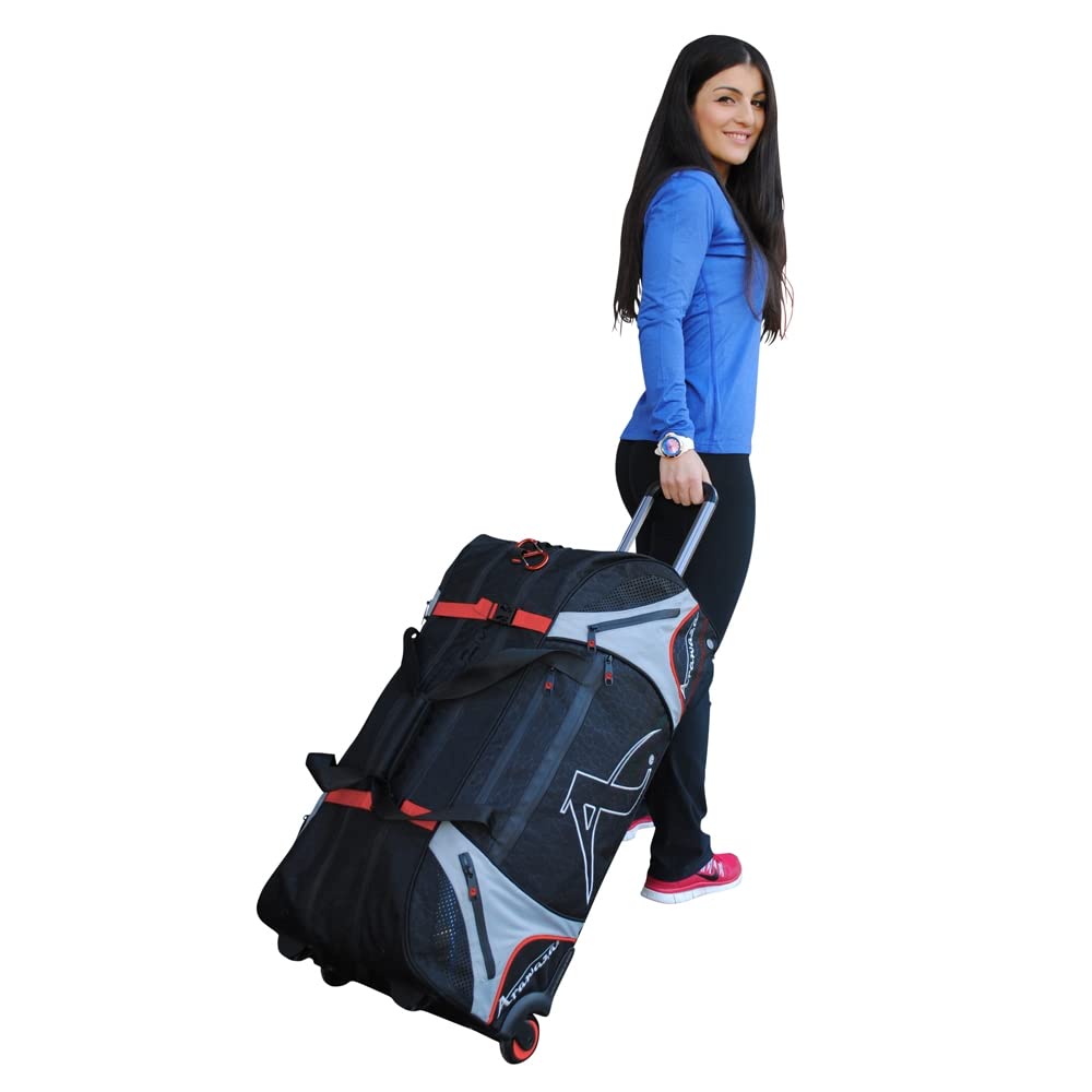 Arawaza Sports Bag with Wheels Black/Red - Choice of Sizes