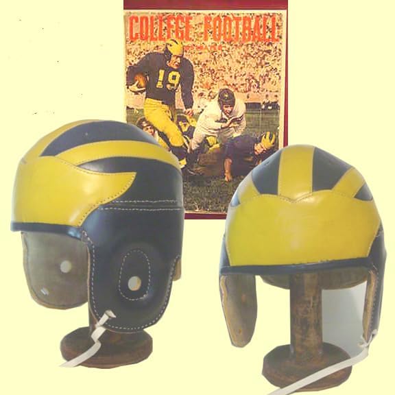 1940s Michigan Leather Football Helmet Full Size