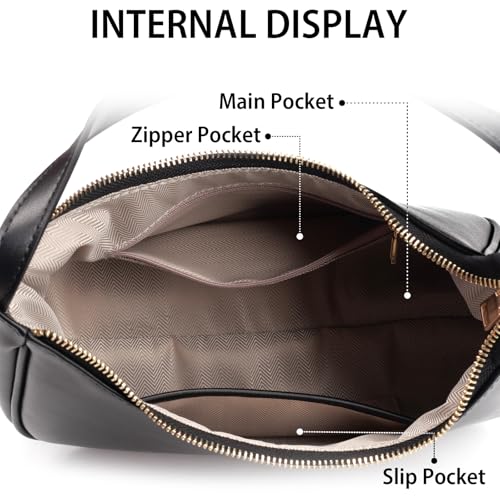 Image of Mini Shoulder Bag,Retro Classic Hobo Bags for Women,Black Shoulder Purse with Zipper Closure (Black)