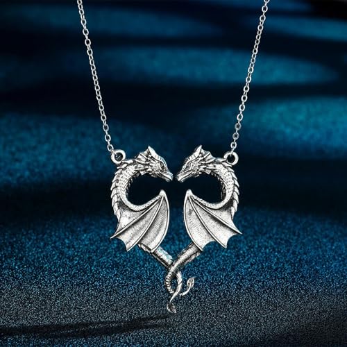 Collier homme double dragon cœur pour affirmer un look unique