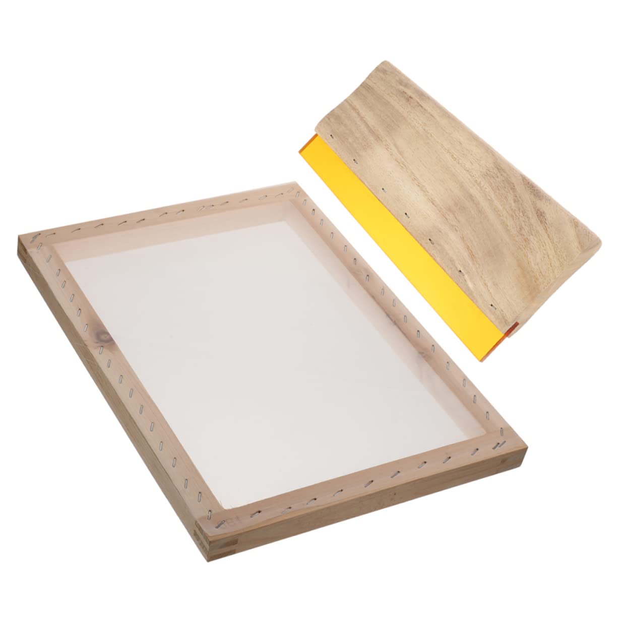 HOMSFOU Kit di Stampa Serigrafica Supporto in Legno e Spatola per Inchiostro Acquoso