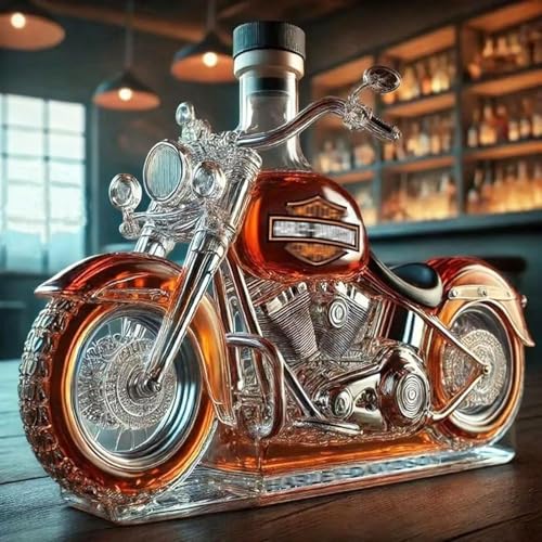 HoldOneLight Decantador de uísque 3D em forma de motocicleta, vidro soprado à mão, 350 ml, garrafa para armazenamento de licores, presente único para amantes de motociclistas (moto)