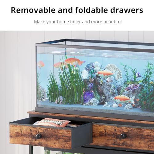 Image of VOWNER 40 Gallon Aquarium Stand with Power Outlet & Cabinet Storage, Brown
