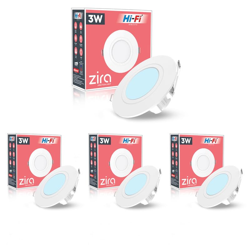 Image of elleys' ZIRA 3W LED Down Light (Cool White Light) Round Recessed Ceiling LED Light | Cut Out- 45 mm | BIS Certified & 4KV Surge Protection pop Lights for Ceiling (3W, Pack of 4)