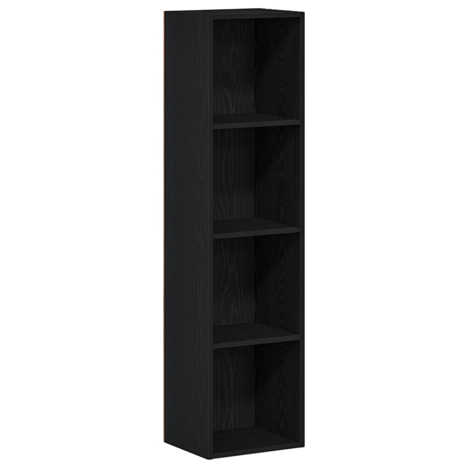 Libreria a 4 ripiani, effetto rovere nero, scaffale sottile per soggiorno e ufficio, in legno, 36 x 30 x 143 cm
