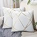 Housse de Coussin 40x40Cm Velours Coussin Blanche Décoratifs Housses d'oreiller Lignes Dorées Géométrie Coussin Salon Banc Taie Coussin canapé Lot de 2