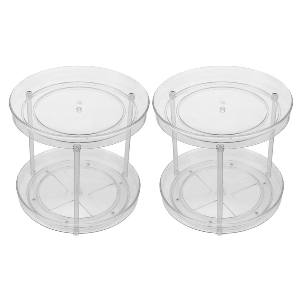 2 Pezzi Organizzatore Girevole Rotondo a Due Livelli in Plastica