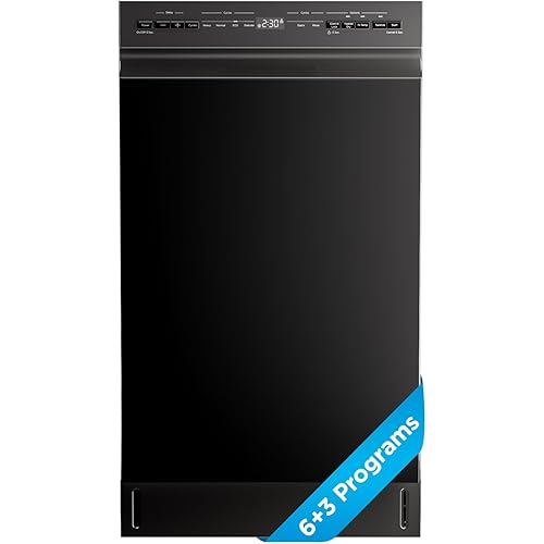 Midea MDF18A1ABB Built-in Dishwasher with 8 Place Settings, 6 Washing Programs, Stainless Steel Tub, Heated Dry, Energy Star, Black