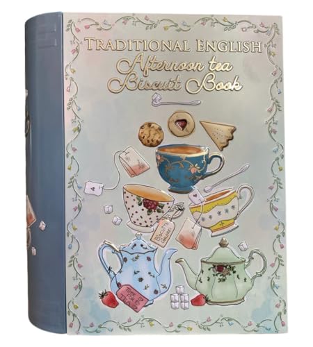 your castle Lata en forma de libro Afternoon Tea Book grande para galletas, caja decorativa, caja retro, muy grande, 24,5 x 21 x 9 cm, vol.: 3 l