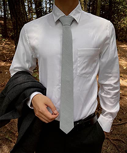 Image of Kebocis Mens Solid Color Cotton Necktie for Men