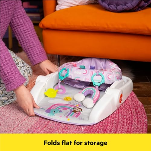 Image of Bright Starts Learn-to-Sit Baby Floor Seat, 2-Positions Grow with Infant, Portable Baby Chair, Includes Sensory Toys, Unisex, 4-12 Months, Purple Paradise