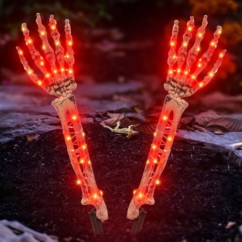 APODESS 2TLG 100LED Skelett Halloween Beleuchtung Outdoor - Gruselige Gartendeko Mit Skelett Händen Und Realistischem Schädel - Horror Deko für Yard Und Draußen APODESS 2TLG 100LED Skelett Halloween Beleuchtung Outdoor - Gruselige Gartendeko Mit Skelett Händen Und Realistischem Schädel - Horror Deko für Yard Und Draußen