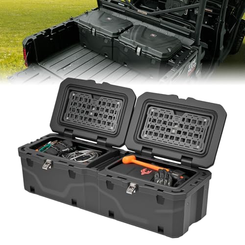 KEMIMOTO UTV Bed Box, Upgraded 110L Lockable Weatherproof Storage Box 29 US Gal Dual Lid, Compatible with 2016-2026 Can-Am Defender & Defender Max, OEM 715003028 Replacement