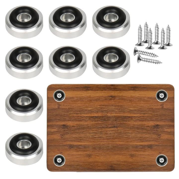 LuxDuo 8 Pcs Cutting Board Feet with Non Slip Pads,Non Slip Silver Cutting Board Feet Legs with Silicone Rubber Feet and Screws Kit for Furniture Chair Cabinet Electronics (Silver)