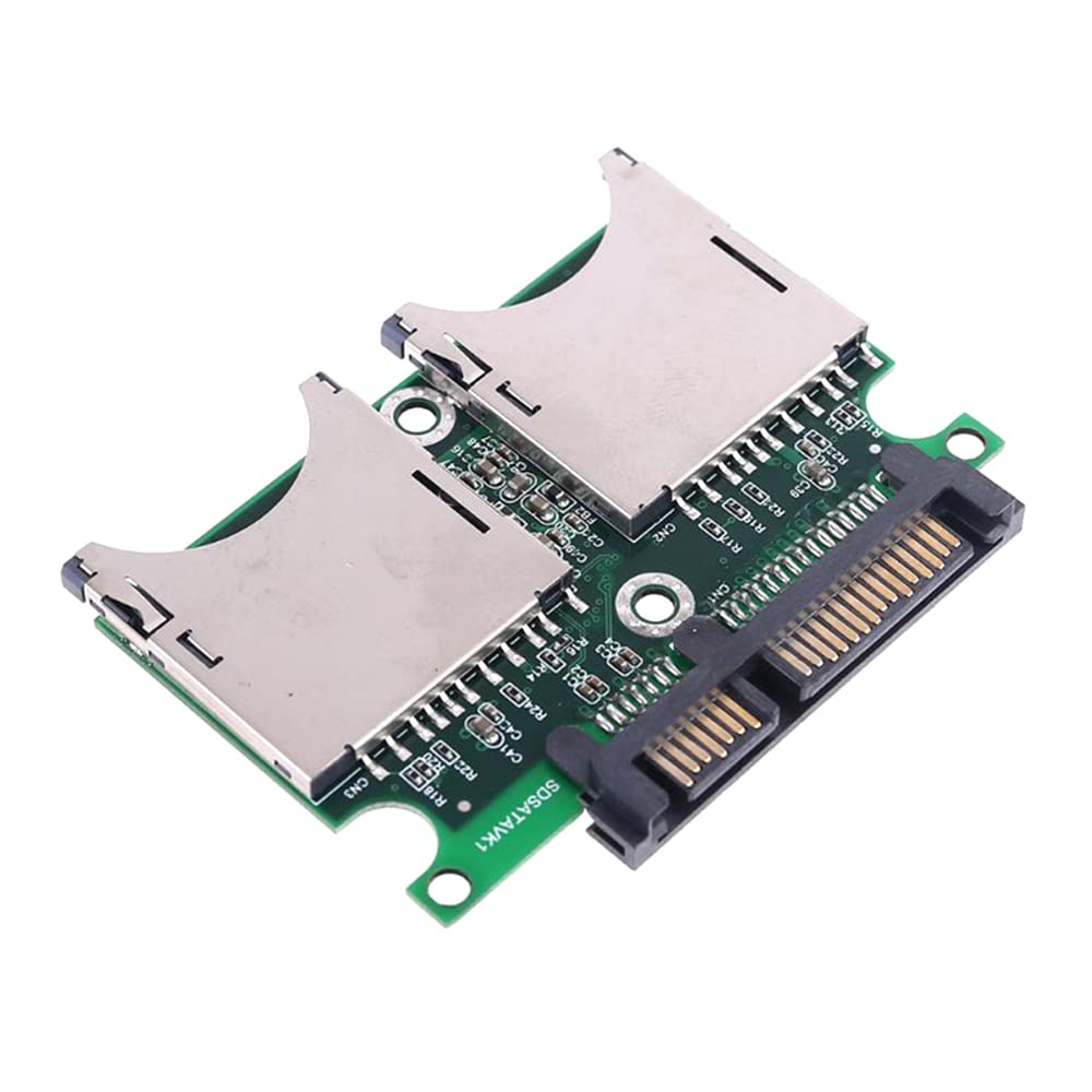 1pcs 2 Port Dual SD SDHC MMC RAID to SATA Adapter Converter with Enclosure for SD Card