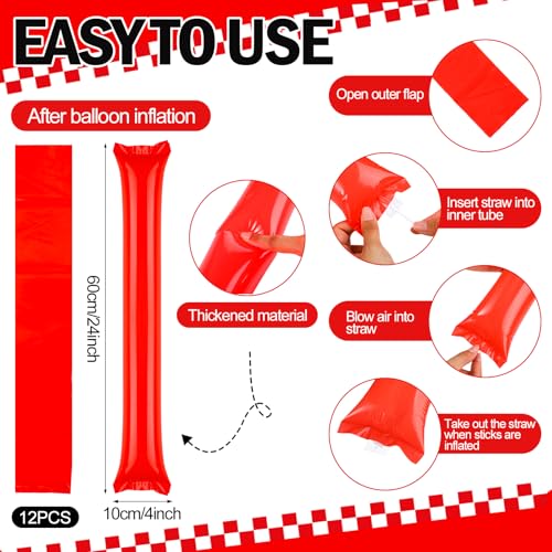 Soulchen 360 Pcs Red Team Spirit Accessories Bulk Field Day Accessories Pep Rally Color War Camp Spirit Events Party Items Cheerleading Pom Poms Clappers Thunder Stick Whistle Megaphone by Soulchen - Image 2