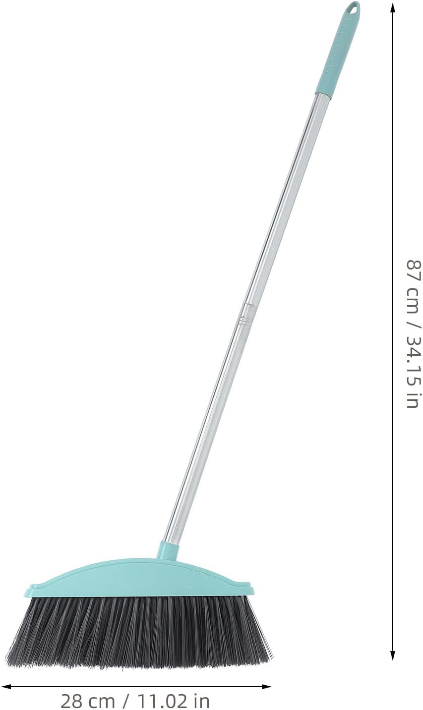 SOLUSTRE Long Handle Broom with Large Angle Head, Reusable Indoor and Outdoor Sweeping Tool for Home Floor Cleaning, Nordic Blue Handheld Floor Broom for Efficient Dirt and Hair Removal