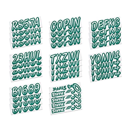 Image of STIFFIE Whipline White /Racing Green 3 inch Boat & PWC Registration Decals • Numbers Letters Stickers