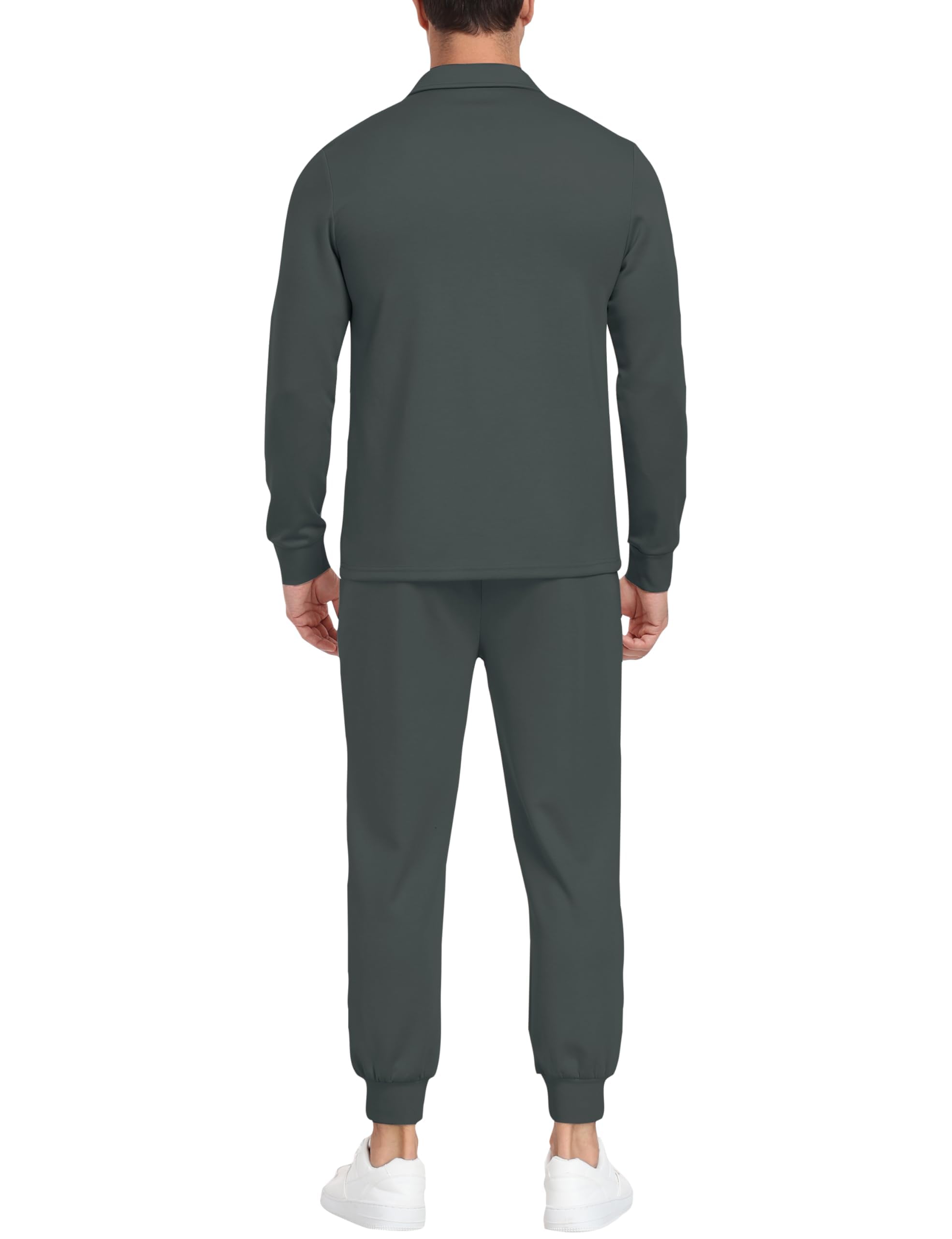 MoFiz Chándal de 2 piezas para hombre, con cremallera de 1/4, manga larga, pantalones de correr, ropa casual para hombre