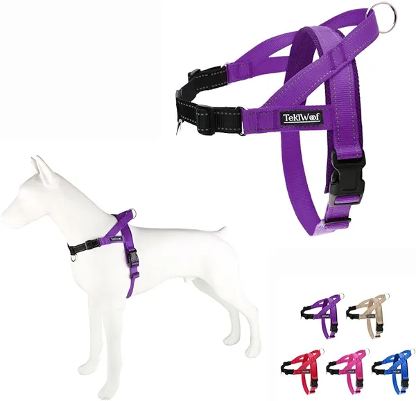 No Pull Dog Harness with Handle, Rear & Front Clip, Adjustable, Easy On/Off, Reflective, Lightweight & Mesh Padded, No Choke. for Small, Medium and Large Dogs(Purple-Black, Small)