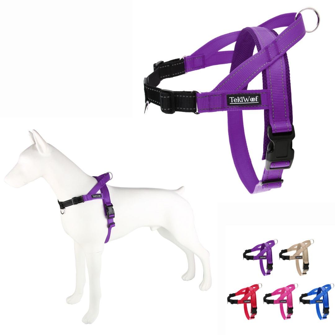 No Pull Dog Harness with Handle, Rear & Front Clip, Adjustable, Easy On/Off, Reflective, Lightweight & Mesh Padded, No Choke. Dog Harness Small Sized Dog (Purple-Black, Small)