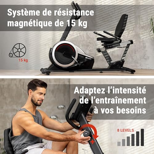 HOP-SPORT® Vélo Semi-allongé HS-060L Pulse, 15 kg Roue...