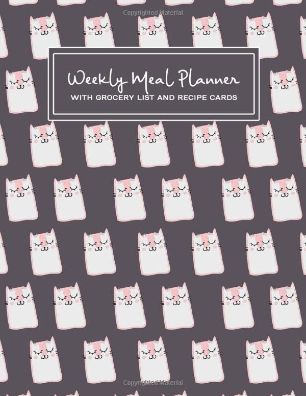 Weekly Meal Planner With Grocery List and Recipe Cards: Undated Tracker Cat Edition