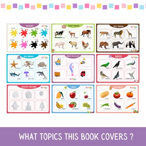 Image of Toddler Busy Binder | Toddler Busy Binder for 1-4 Years | Montessori Quiet Book for 1-4 Year Old | Travel-Friendly Educational Toy | Velcro Binder - Animals, Colors, Shapes, Vegetables