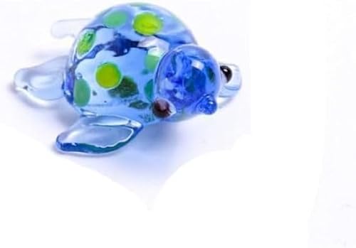 Jowxsx Figura de tortuga miniatura de cristal azul, adornos para acuario, paisajismo, figura de tortuga de cristal, colección de manualidades,
