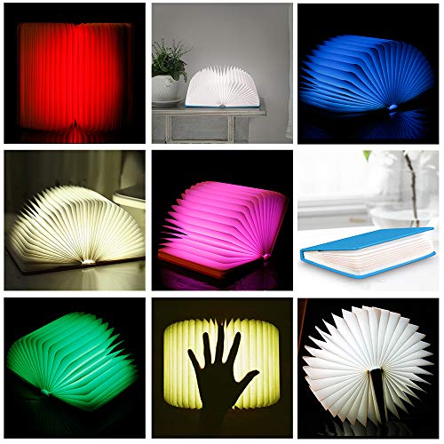Image of Veesee 8 Colors Rechargeable Book Night Light, Novelty LED Book Lamp USB Charge, Home Bedroom Decor Gift for for Birthday, Anniversary, Kids, Girlfriend, Wife (Blue) Christmas Gift，New Year Gift