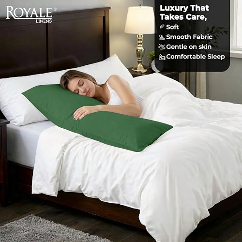 Image of ROYALE LINENS Body Pillow Cover - Double Brushed 1800 Microfiber - 20 inchx54 inch with Hidden Zipper Closure - Wrinkle & Fade Resistant - Super Soft Body Pillowcase 2 Pack (Hunter Green, Pack of 2)