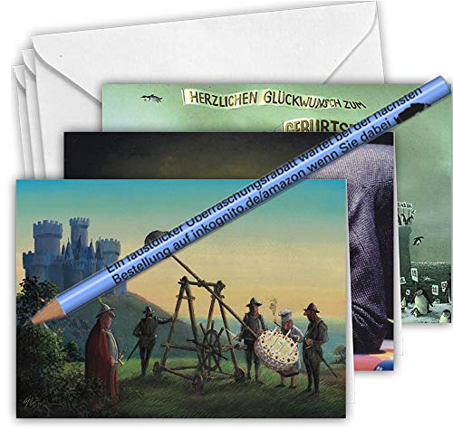 Juego de 3 tarjetas plegables con sobre 17,0 x 11,5 cm • MIX-0102 Juego de tarjetas plegables de cumpleaños de Inkognito • Artista Cover