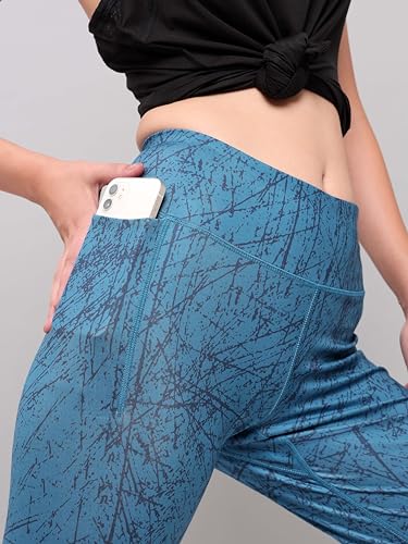 Image of TECHNOSPORT Womens Skinny Fit Activewear Tights for Running, Gym, Sports and Regular Use, Antimicrobial and Printed