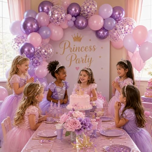 Image of KBZVNAF Pink and Purple Latex Balloons - 60 Pack 12 inch Metallic Purple Pink Balloon Confetti Ballons for Wedding Girls Birthday Baby Shower Party Decorations