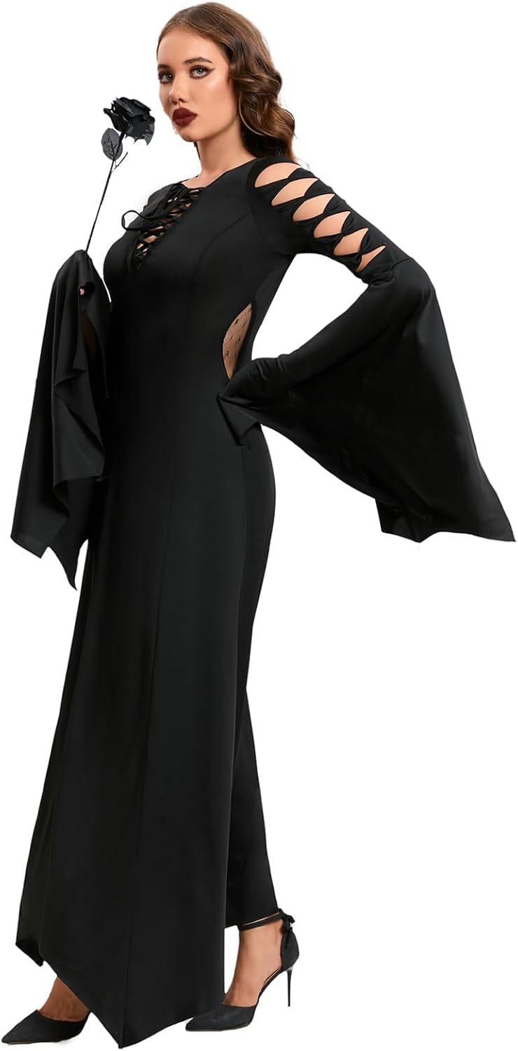 LVCBL Halloween Vampire Costume Women Sexy Vintage Dress Gothic Witch Vintage Dress - Image 3