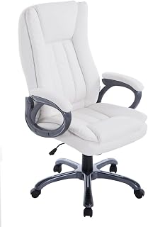 Silla de Oficina Bern XXL Tapizada en Cuero Sintético I Silla Ejecutiva con Ruedas I Silla de Escritorio Regulable en Altura & Giratoria I C, Color:Blanco