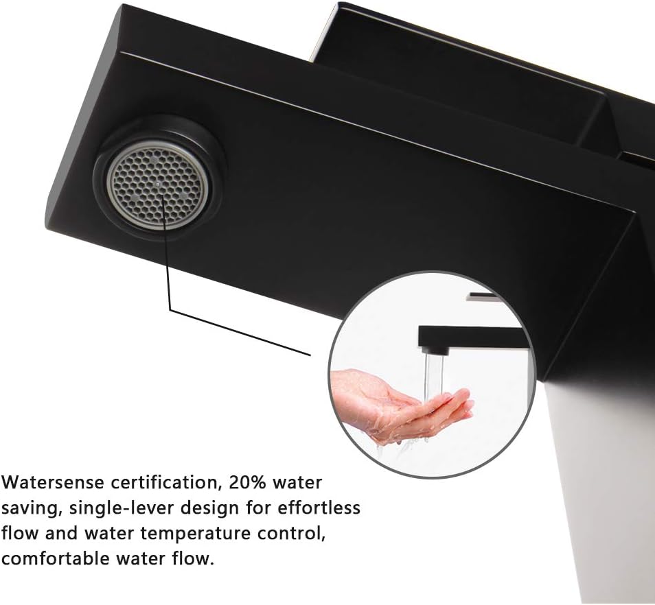 Prоmо 40% оƒƒ AWARA Modern Bathroom Faucet, Matte Black Bathroom Faucet, Solid Brass Single Hole Bathroom Sink Faucet, Single Handle Square Bathroom Faucet with Pop-up Drain Tор Rаtеd AWARA Modern Bathroom Faucet, Matte Black Bathroom Faucet, Solid Brass Single Hole Bathroom Sink Faucet, Single Handle Square Bathroom Faucet with Pop-up Drain