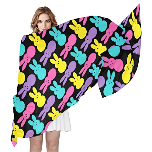 Long Scarf for Women Happy Easter Cute Rabbits Lightweight Sheer Scarve Wrap3