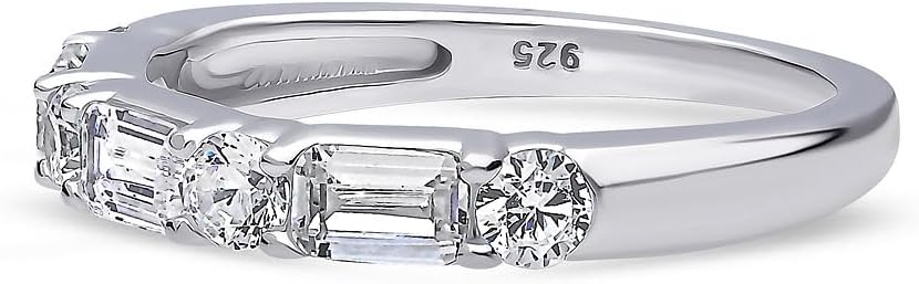 BERRICLE Sterling Silver Art Deco Rings Half Eternity Ring for Women, Cubic Zirconia CZ - Image 3