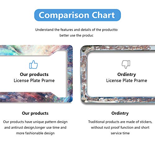 Personalized License Plate Frame Metal Aluminum Art Abstract Watercolor Marble License Plate Cover Car Tag Holder With 4 Holes And Screws For Women Men Auto For Usa Canada Vehicles Standard (12"X6") #TOP2