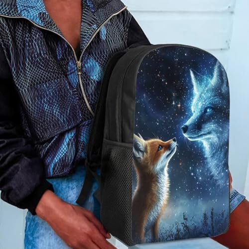 Galaxy Fox Backpack For School Teens Double Zipper Comfy Padded Book Bag Boys Girls 17 Inch Large Middle Student Backpack3